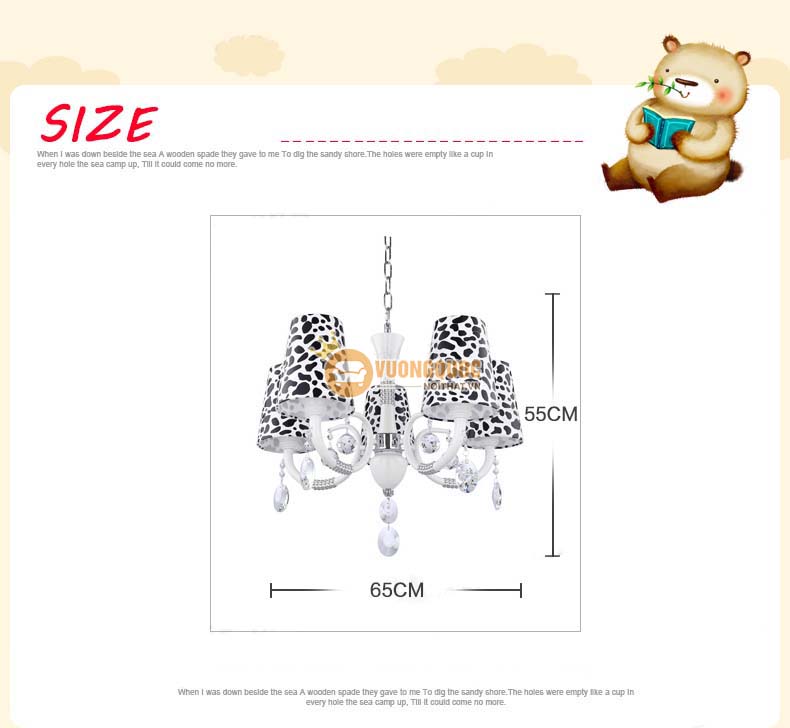 Đèn chùm trẻ em đốm bò sữa dễ thương UHS127-6